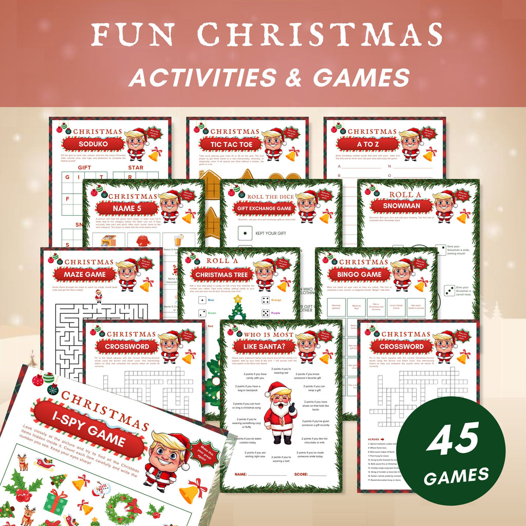 Christmas Activities & Games for Kids – Printable Holiday Worksheets, Classroom Games, I-Spy, Mazes, Crossword, Party Bundle PDF